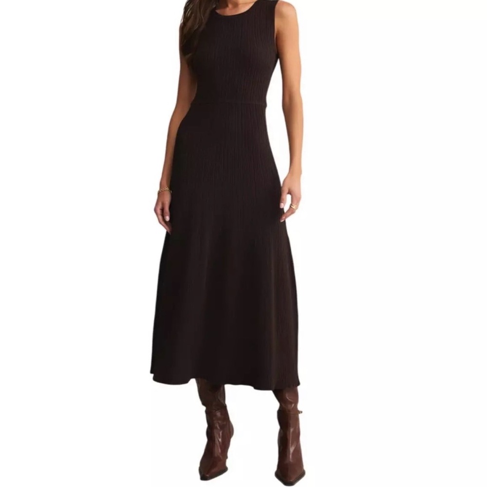 Z Supply Sleeveless Ribbed Maxi Dress in Brown